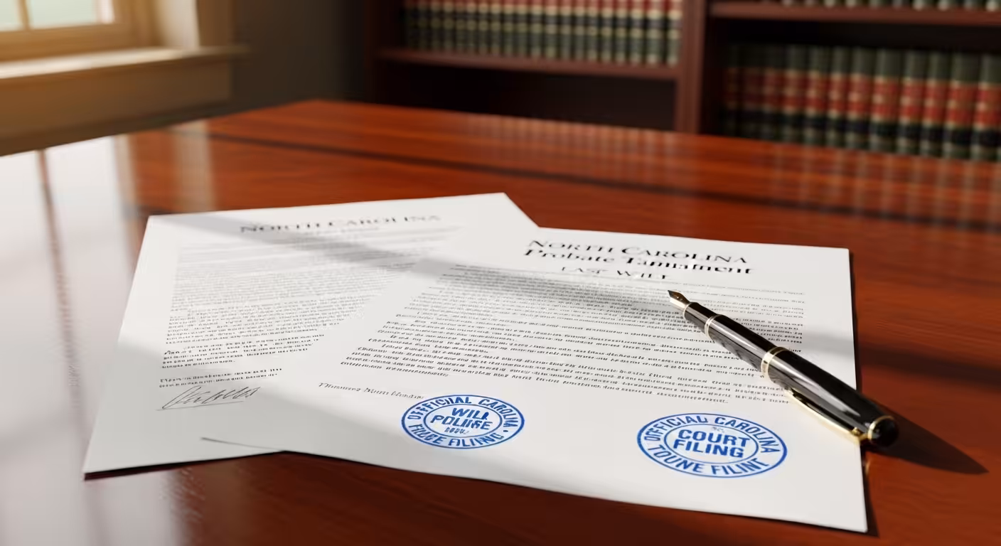Attorney reviewing probate paperwork for North Carolina estate administration