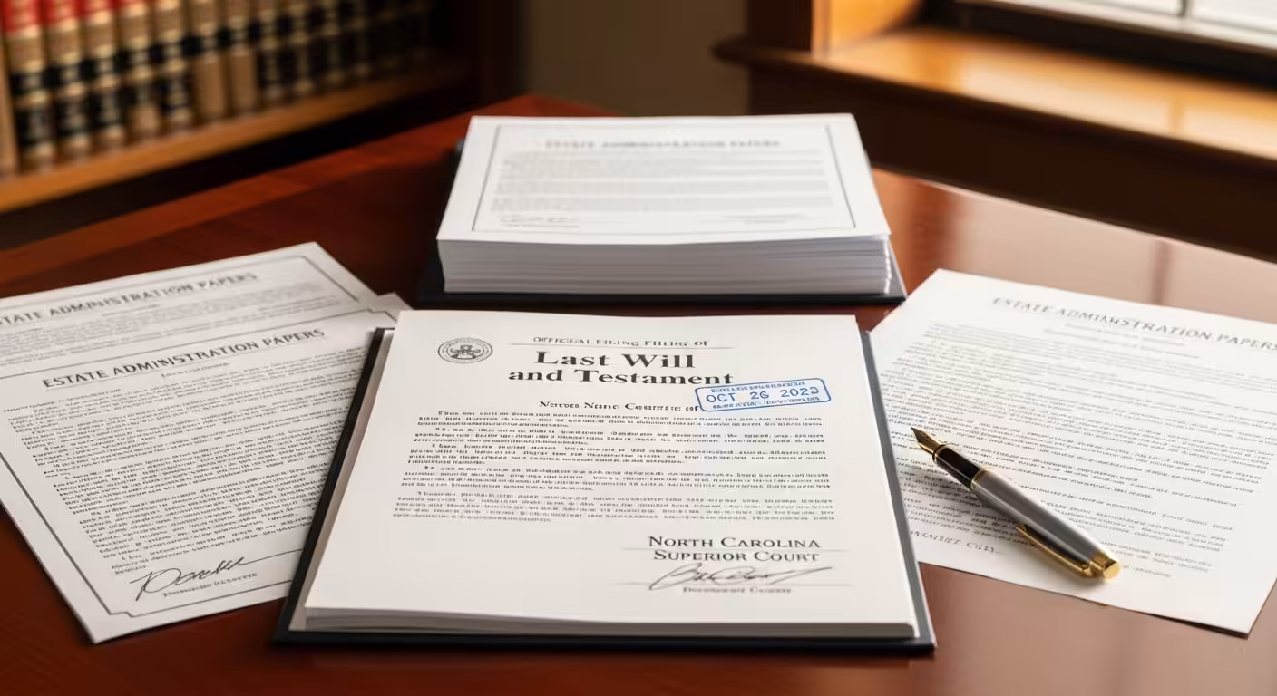 NC Superior Court probate filing documents with official stamps
